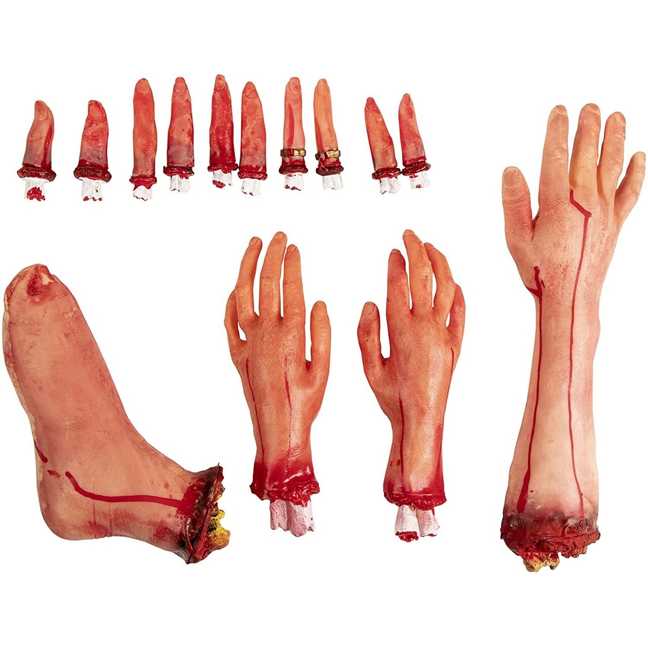 14 Pieces Prop Body Parts for Scary Halloween Decorations, Haunted House, Crime Scene Props
